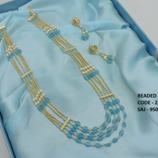 DESIGNER FANCY LONG BEADED MALA IN ANTIQUE GOLD POLISH