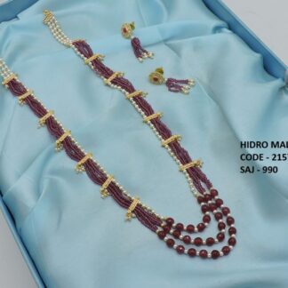 DESIGNER FANCY LONG BEADED MALA IN ANTIQUE GOLD POLISH