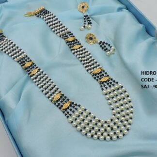 DESIGNER FANCY LONG BEADED MALA IN ANTIQUE GOLD POLISH