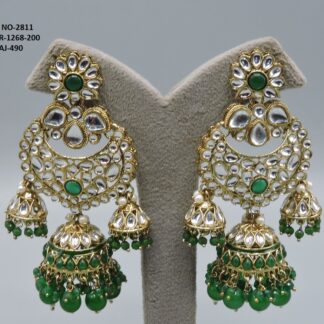 MEHNDI POLISH KUNDAN EARRING