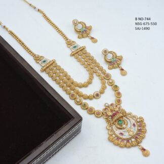MEENAKARI TRIPPLE LINE LONG SET