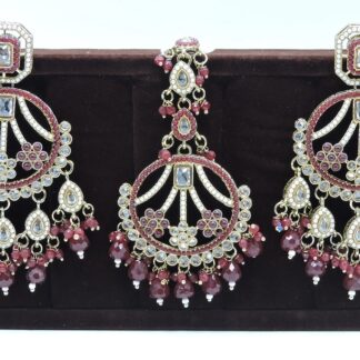ANTIQUE POLKI EARRING WITH TIKKA