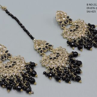 MEHNDI POLISH EARRING WITH TIKKA