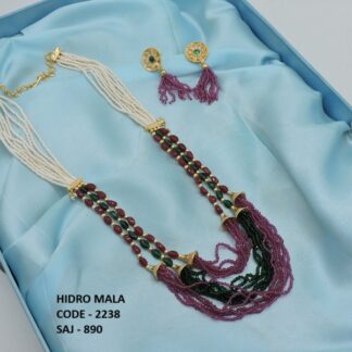 DESIGNER FANCY LONG BEADED MALA IN ANTIQUE GOLD POLISH