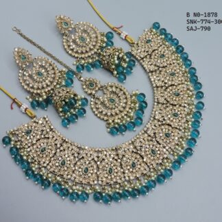 STONE NECKLACE SET MEHNDI POLISHED
