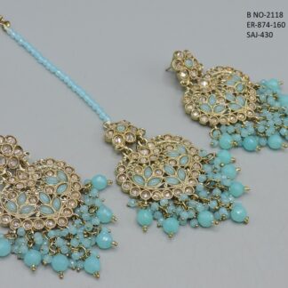 MEHNDI POLISH EARRING WITH TIKKA