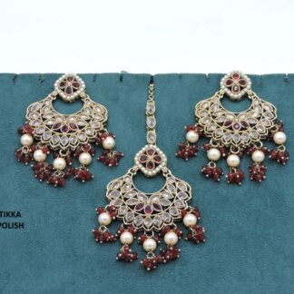 ANTIQUE POLKI EARRING WITH TIKKA