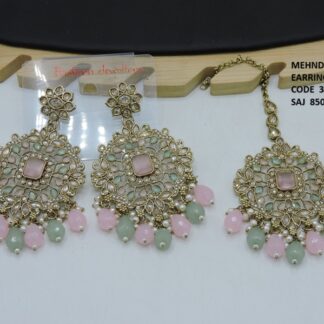 MEHNDI POLISH EARRING WITH TIKKA