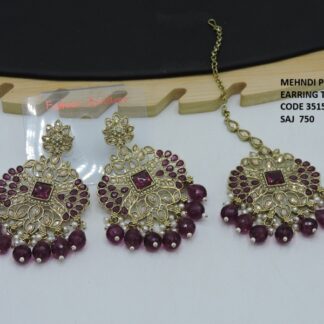 MEHNDI POLISH EARRING WITH TIKKA