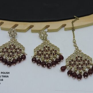 MEHNDI POLSH EARRING WITH TIKKA