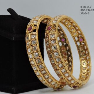 ANTIQUE GOLDEN POLKI STONE BANGLES