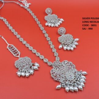 SILVER POLISH LONG NECKLACE SET