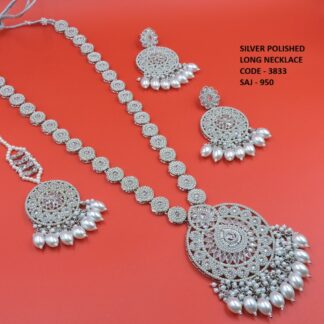 SILVER POLISH LONG NECKLACE SET
