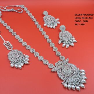 SILVER POLISH LONG NECKLACE SET