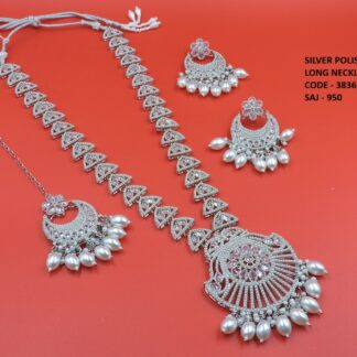 SILVER POLISH LONG NECKLACE SET
