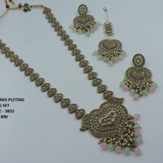 PRIMIUM QUALITY MEHNDI POLISH LONG NECKLACE SET