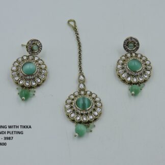 KUNDAN EARRINGS WITH TIKKA