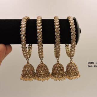 REVERS AD MEHNDI POLISH BANGLES ALONG WITH JHUMKA