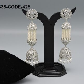 SILVER POLISH REVERSE AD EARRING (JHUMKA)