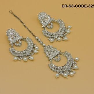SILVER POLISH REVERSE AD STONE EARRING