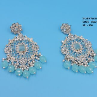 SILVER POLISH REVERSE AD STONE EARRING